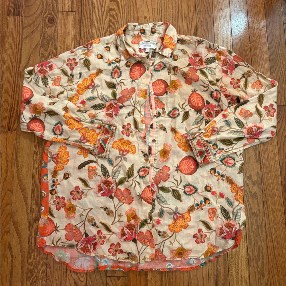 Johnny Was Workshop Multicolor Floral Button Down Shirt